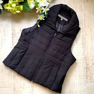 KENNETH COLE REACTION Feathered/Down Black, Zippered Puffer Vest Size Large